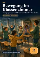 Vorschau - Arbeitsblätter - Bewegungspausen im Klassenzimmer – Kartei Klasse 3/4 mit zwei Regenwetter-Stunden - Deckblatt