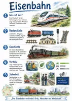 Vorschau - Arbeitsblätter - Lernposter + Arbeitsblatt zum Thema "Eisenbahn" + Onlineübung & MP3 + Mindmap + Infografik - Deckblatt