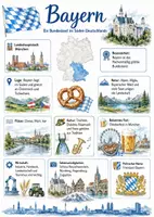 Vorschau - Arbeitsblätter - Lernposter + Arbeitsblätter zum Thema "Bayern" + Lösung & MP3 + Mindmap + Infografik - Deckblatt
