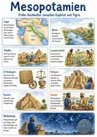 Vorschau - Arbeitsblätter - Lernposter + Arbeitsblätter zum Thema "Mesopotamien" + Lösung & MP3 + Mindmap + Infografik - Deckblatt