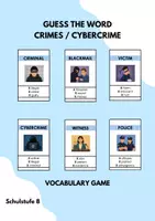 Vorschau - Spiele - CRIMES + CYBERCRIME Guess The Word Vocabulary Game More 4 Unit 2 - Deckblatt