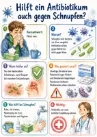Vorschau - Arbeitsblätter - Lernposter + Arbeitsblätter zum Thema "Hilft ein Antibiotikum auch gegen Schnupfen?" + Lösung & MP3 + Mindmap + Infografik - Deckblatt