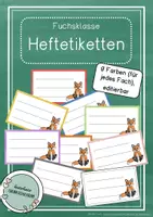 Vorschau - Anderer Materialtyp - Heftetiketten im Fuchs-Design / Klassentier Fuchs (editierbar) - Deckblatt