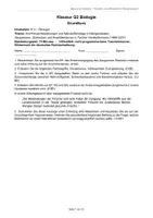 Vorschau - Arbeitsblätter - Klausur: Ökologie - Parasitismus - Deckblatt