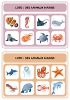 Aperçu - Jeux - Loto - Des animaux marins - Page de couverture