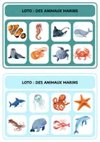 Aperçu - Jeux - Loto - Des animaux marins - Page 1