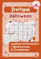 Vorschau - Stationenlernen - Brettspiel Halloween | Grundschule | DaZ/DaF/Deutsch - Deckblatt