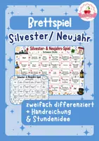 Vorschau - Stundenentwürfe - Brettspiel Silvester/Neujahr | Grundschule | DaZ/DaF/Deutsch - Deckblatt