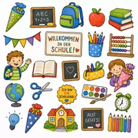 Vorschau - Mal- und Bastelvorlagen - Cliparts - Einschulung - Seite 1