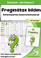 Vorschau - Anderer Materialtyp - W-Fragen üben & Fragesätze bilden | Satz-Werkstatt Deutsch Klasse 2 - Seite 1