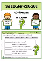 Vorschau - Anderer Materialtyp - Satz-Werkstatt: W-Fragen üben & Fragesätze bilden | Differenzierte Kartei | Deutsch Klasse 2 - Seite 3