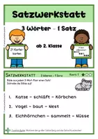 Vorschau - Anderer Materialtyp - Sätze bilden – 3 Wörter, 1 Satz | Differenzierte Kartei | Deutsch Klasse 2 - Seite 3