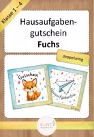 Vorschau - Bildkarten - Hausaufgabengutschein Klassentier Fuchs - Deckblatt