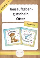 Vorschau - Bildkarten - Hausaufgabengutschein Klassentier Otter - Deckblatt