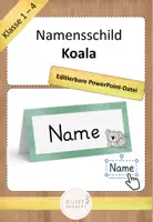 Vorschau - Poster - Editierbare Namensschilder Klassentier Koala - Deckblatt