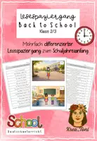 Vorschau - Arbeitsblätter - Lesespaziergang Back to School – differenziertes Leseverstehen zum Schuljahresbeginn (Deutsch Klasse 2, 3) - Deckblatt