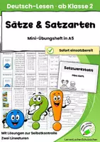 Vorschau - Anderer Materialtyp - Sätze bilden & Satzarten üben – Mini-Heft Deutsch Klasse 2 - Deckblatt