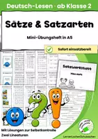 Vorschau - Anderer Materialtyp - Sätze bilden & Satzarten üben – Mini-Heft Deutsch Klasse 2 - Seite 1