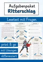 Vorschau - Arbeitsblätter - Ritterschlag Lesetext einfach verständlich mit Aufgaben, Lösungen und Wortspeicher - Deckblatt