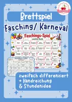 Vorschau - Stundenentwürfe - Brettspiel Fasching/ Karneval | Grundschule | DaZ/DaF/Deutsch - Deckblatt