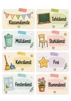 Vorschau - selbst erstellte Cliparts/Grafiken - Klassendienste - liebevoll gestaltete Dienstkarten für den Klassenraum - Seite 1