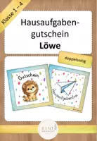 Vorschau - Bildkarten - Hausaufgabengutschein Klassentier Löwe - Deckblatt