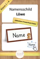 Vorschau - Poster - Editierbare Namensschilder Klassentier Löwe - Deckblatt