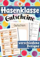 Vorschau - Mal- und Bastelvorlagen - Hasenklasse - Gutscheine (Klassentier) - Deckblatt
