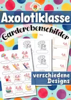 Vorschau - Mal- und Bastelvorlagen - Axolotlklasse - Garderobenschilder (Klassentier) - Deckblatt
