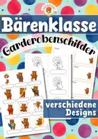 Vorschau - Mal- und Bastelvorlagen - Bärenklasse - Garderobenschilder (Klassentier) - Deckblatt