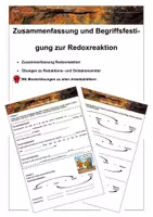 Vorschau - Arbeitsblätter - Zusammenfassung und Begriffsfestigung zur Redoxreaktion - Chemie - Deckblatt