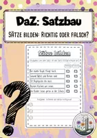 Vorschau - Arbeitsblätter - DaZ Grundschule: Sätze bilden. Satzbau. Syntax. Klasse 2, 3, 4, 5 - Deckblatt