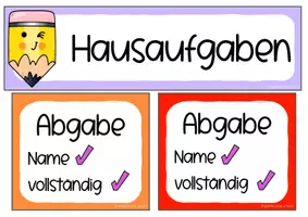 Vorschau - Poster - Hausaufgaben & fertige Aufgaben – Schilder für Abgabe- & Rückgabestationen - Seite 1