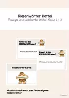 Vorschau - Fördermaterial/Inklusion - Riesenwörter-Kartei I Freiarbeit I genaues und flüssiges Lesen - Deckblatt