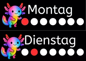Vorschau - Poster - Kalender für die Grundschule – Wochentage, Monate & Datum | Axolotlklasse - Seite 1