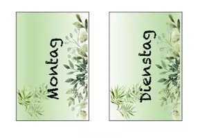 Vorschau - Poster - Stundenplankarten Grün Floral (Stundenplan, Tagestransparenz) - Seite 1