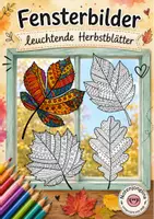 Vorschau - Mal- und Bastelvorlagen - Herbst Fensterbild leuchtende Herbstblätter Ausmalbilder - Deckblatt