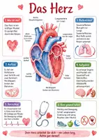 Vorschau - Arbeitsblätter - Lernplakat + Arbeitsblätter zum Thema "Herz" + Lösung & MP3 + Mindmap + Infografik - Deckblatt