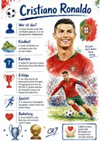 Vorschau - Arbeitsblätter - Lernposter + Arbeitsblätter zum Thema "Cristiano Ronaldo" + Lösung & MP3 + Mindmap + Infografik - Deckblatt