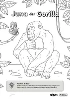 Vorschau - Mal- und Bastelvorlagen - Kostenlos: Ausmalbild "Juna der Gorilla" - Deckblatt