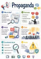 Vorschau - Arbeitsblätter - Lernposter + Arbeitsblätter zum Thema "Propaganda" (Lückentext, Hörverstehen) + Lösung & MP3 + Mindmap + Infografik - Deckblatt