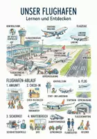 Vorschau - Arbeitsblätter - Lernposter + Arbeitsblätter zum Thema "Flughafen" + Lösung & MP3 + Mindmap + Infografik - Deckblatt