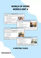 Vorschau - Arbeitsblätter - Jobs, Workplace, Application - Writing Prompts - More 4 Unit 4 World Of Work - Deckblatt