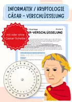 Vorschau - Arbeitsblätter - Die Cäsar-Verschlüsselung – Geheimschriften & Kryptologie (mit & ohne Basteln) - Deckblatt