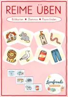 Vorschau - Stationenlernen - Reime üben - Bildkarten & Dominos l Deutsch Klasse 1 - Deckblatt