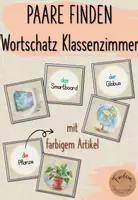 Vorschau - Stationenlernen - Klassenzimmer: Paare finden - Wortschatz DaZ/ DaF - Deckblatt