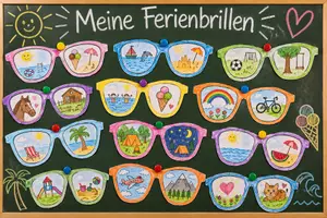 Vorschau - Arbeitsblätter - Meine Ferienbrille - Kunst, Reflexion, Schreibaufgabe zu den Sommerferien - Deckblatt