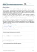 Vorschau - Arbeitsblätter - Arbeitsblatt Biologie Klasse 9 - Aufbau und Funktion des Nervensystems - Deckblatt