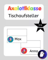 Vorschau - Poster - Namensschilder Tischaufsteller | Tischnamensschilder Axolotlklasse | Klassenzimmer - Deckblatt