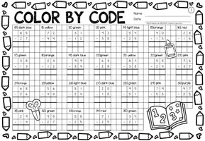 Voorbeeld - Color by Code number - Subtraction within 100 | Wiskunde Engels - Pagina 2